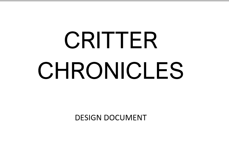 Critter Chronicles design document thumbnail