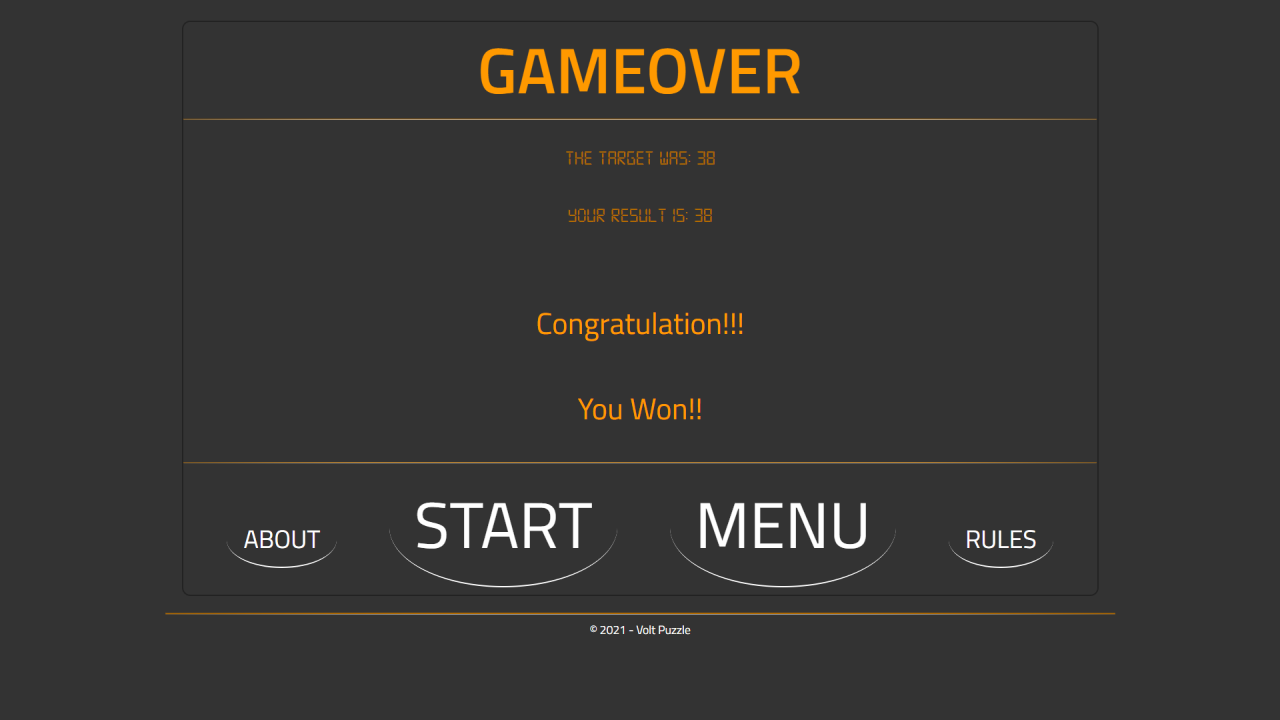 Volt Puzzle gameover screen image